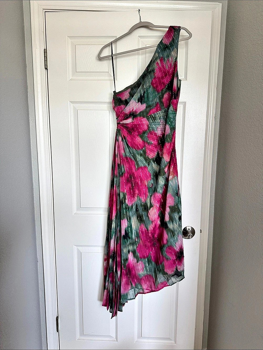 Socialite Floral Pleated Maxi Dress in Pink & Green NWT